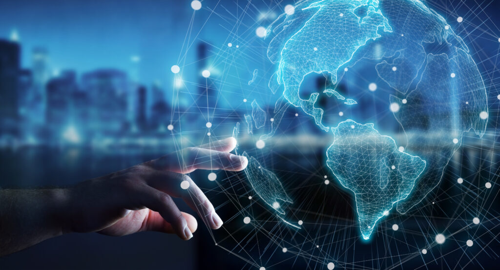 touching a virtuel globe