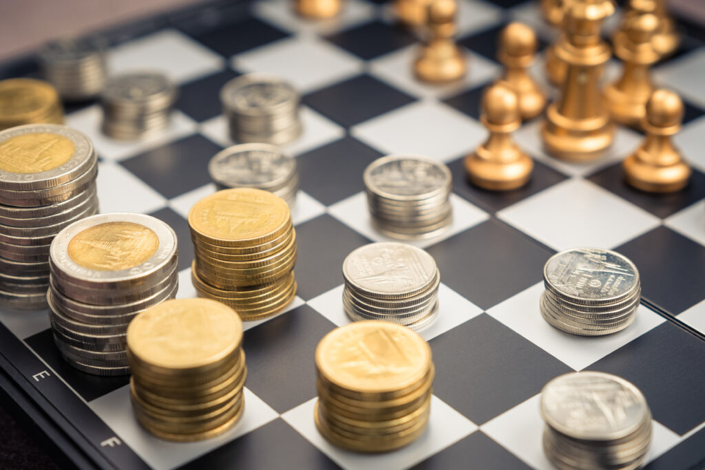 Coins on a chessboard